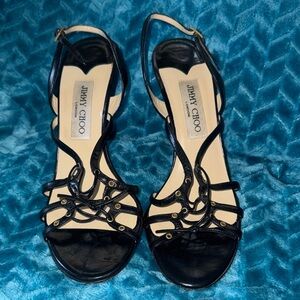 Jimmy Choo Black Strappy Lace-up Heels - 39.5
